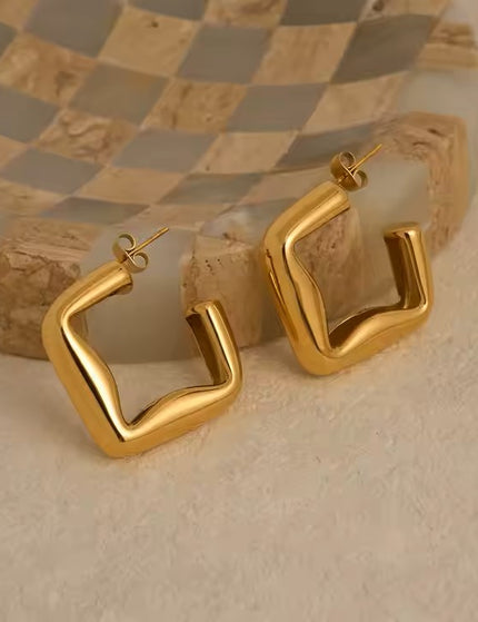 SCULPTED EDGE HOOPS - EARRINGS