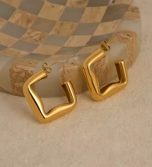 SCULPTED EDGE HOOPS - EARRINGS