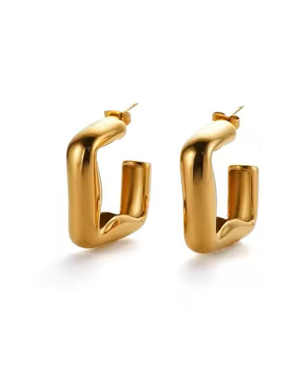 SCULPTED EDGE HOOPS - EARRINGS